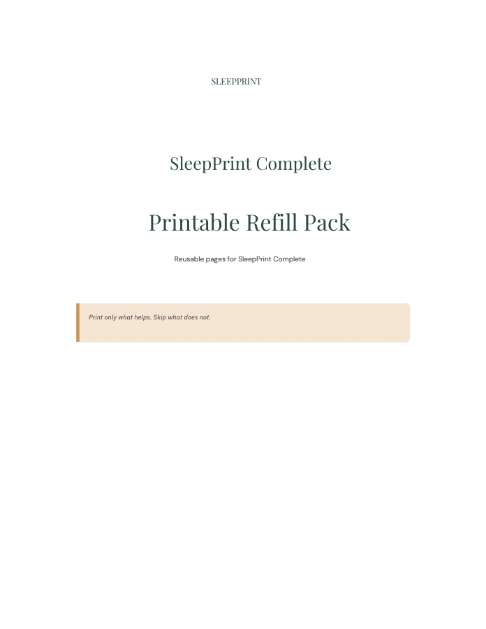 Cover of the SleepPrint Complete Printable Refill Pack